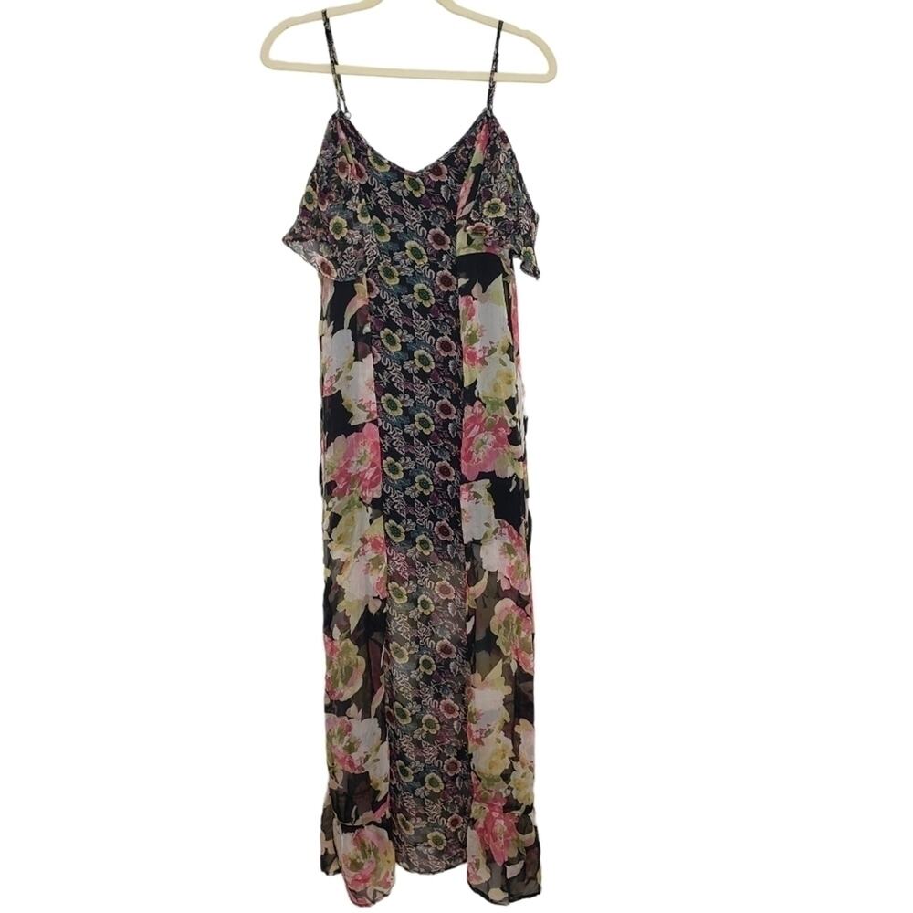 Band of Gypsies Boho Style Spaghetti Strap Open Shoulder Maxi Dress